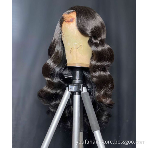 Cheap Custom 150% 180% Density Dyed Transparent Full Lace Front Human Hair Wig 13x4 HD Lace Raw Virgin Hair Wigs with Baby Hair